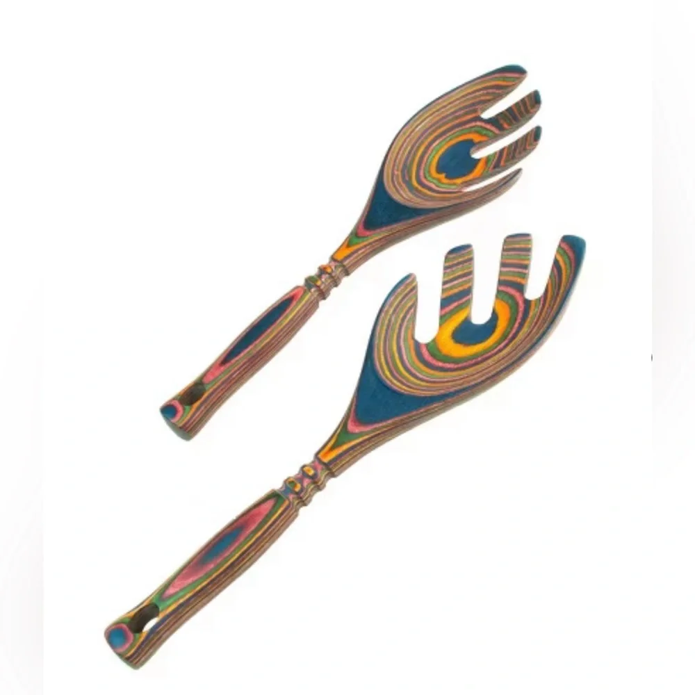 Pakkawood 9-inch Salad Leaf, Rainbow NWT